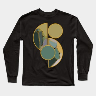 Bright vibrant shapes green yellow beige original unique abstract modern design art 380 Long Sleeve T-Shirt